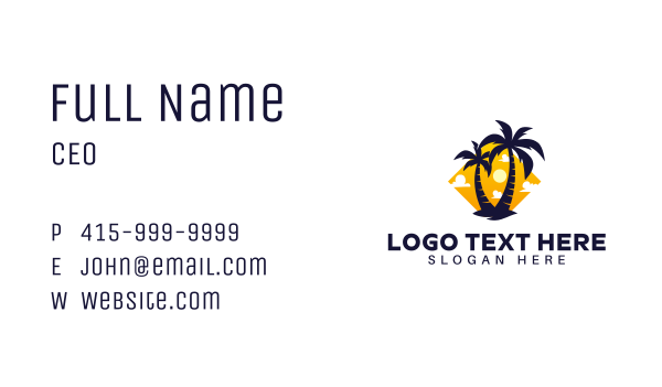 Summer Palm Tree Island Business Card Design Image Preview