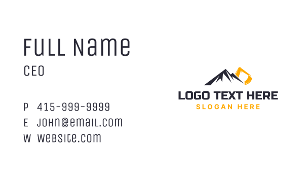 Mountain Excavation Contractor Business Card Design Image Preview