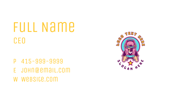 Virtual Girl Gamer Business Card Design Image Preview