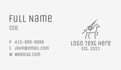 Minimalist Horse Knight Business Card Image Preview