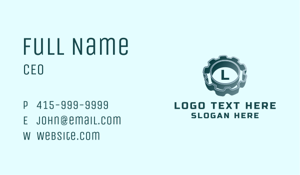 Mechanical Gear Cog Letter Business Card Design Image Preview