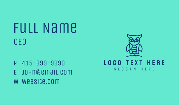 Blue Owl Mascot Business Card Design Image Preview