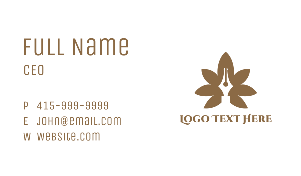 Brown Cannabis Pen Business Card Design Image Preview