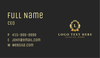 Golden Wreath Crown Lettermark Business Card Image Preview