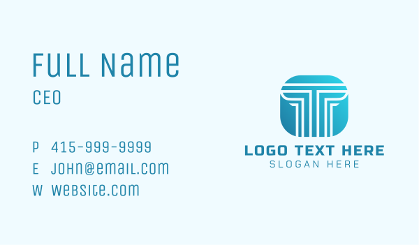 Technology Pillar Letter T Business Card Design Image Preview