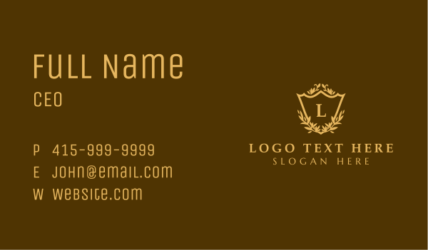 Luxury Shield Leaves Business Card Design Image Preview