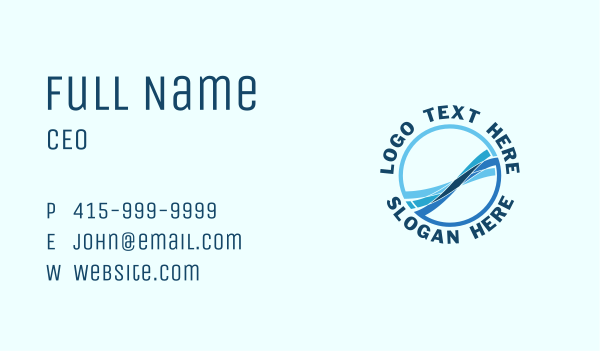 Blue Ocean Waves Business Card Design Image Preview