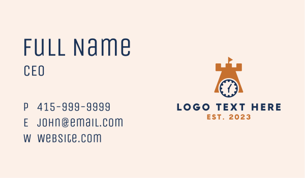 Castle Tower Timer  Business Card Design Image Preview