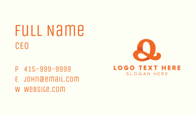 Orange Script Letter Q Business Card Image Preview