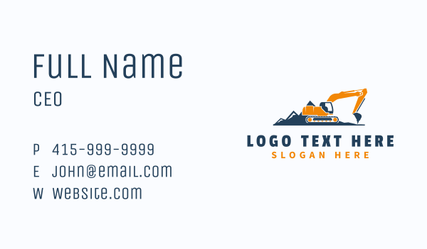 Backhoe Contractor Mountain Business Card Design Image Preview