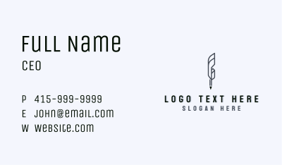 Write Quill Pen Literature Business Card Image Preview