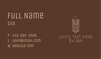 Macrame Weave Tapestry  Business Card