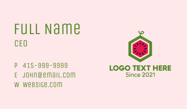 Hexagon Watermelon Fruit  Business Card Design Image Preview