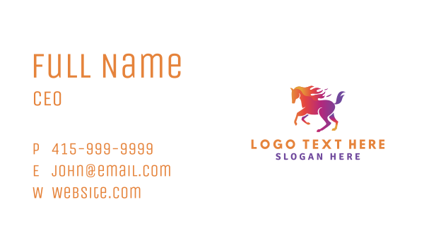 Gradient Flaming Horse Business Card Design Image Preview