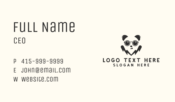 Cute Smart Panda  Business Card Design Image Preview