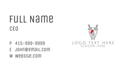 Knight Armor Monoline Business Card Image Preview