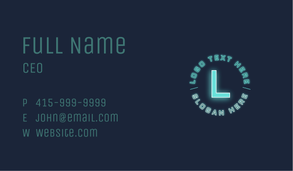Cyber Neon Lettermark Business Card Design Image Preview