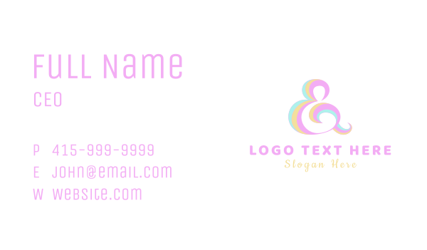 Candy Ampersand Lettering Business Card Design Image Preview
