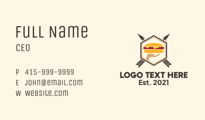 Hamburger Hand Hipster Badge Business Card Image Preview