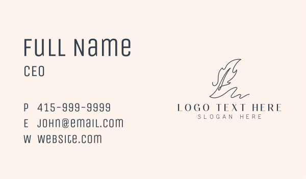 Feather Quill Writing  Business Card Design Image Preview