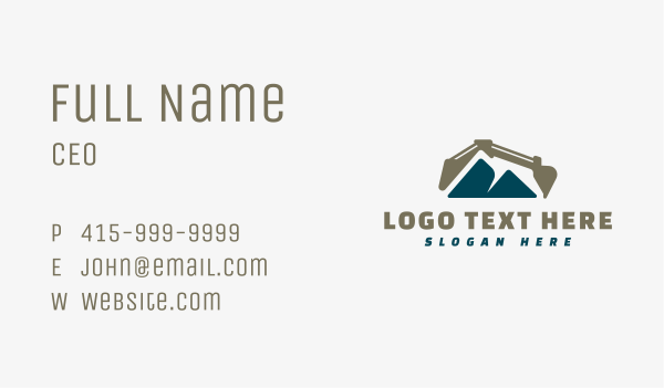 Mountain Backhoe Construction Business Card Design Image Preview