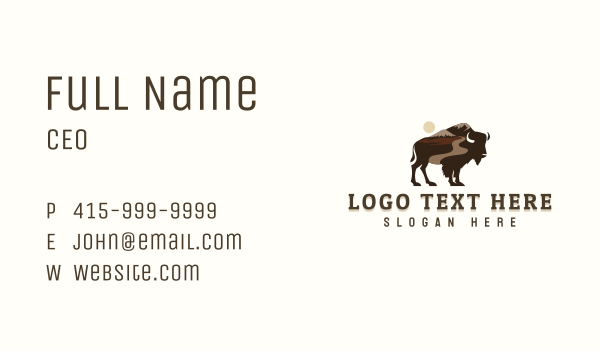 Buffalo Bison Mountain Business Card Design Image Preview