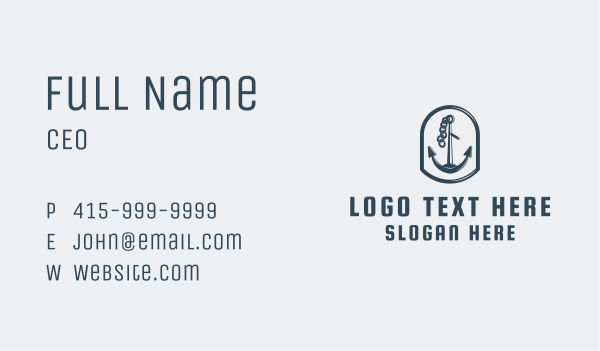 Nautical Marine Anchor Business Card Design Image Preview