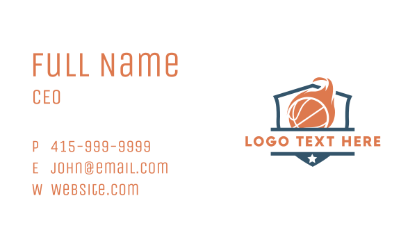 Flaming Basketball Shield Business Card Design Image Preview