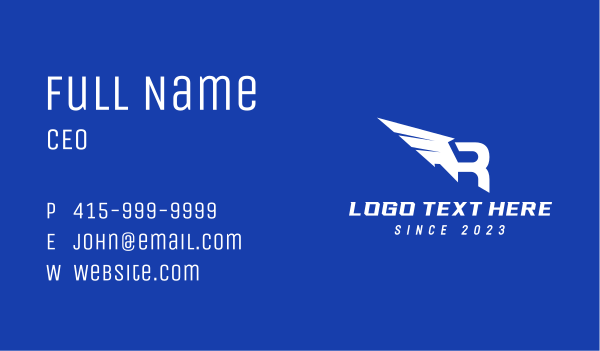 Winged Letter R Business Card Design Image Preview