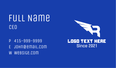 Winged Letter R Business Card