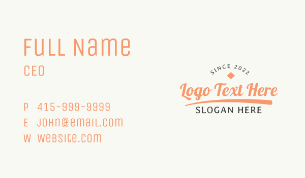Retro Underline Wordmark Business Card Design Image Preview