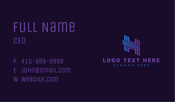 Tech Stripe Letter H Business Card Design Image Preview