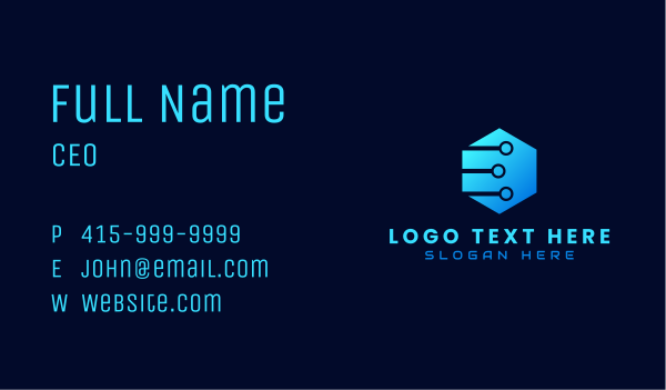Hexagon Circuit Letter E Business Card Design Image Preview