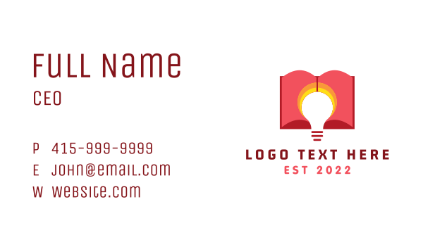 Book lightbulb Learning Business Card Design Image Preview