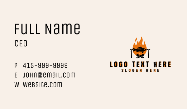 Flaming Fish Grill Business Card Design Image Preview