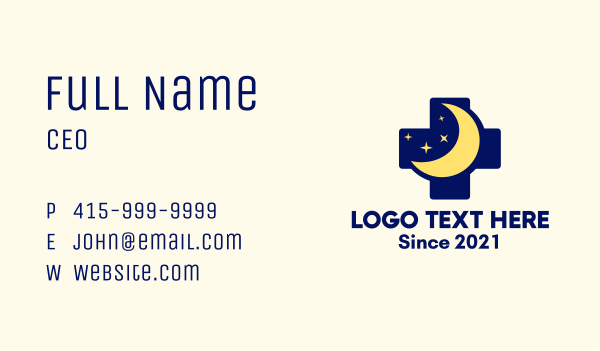 Starry Moon Cross Business Card Design Image Preview