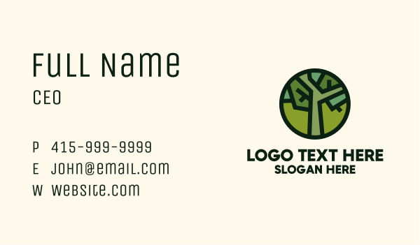 Geometric Tree Badge Business Card Design Image Preview