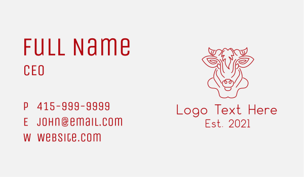 Cow Face Monoline Business Card Design Image Preview