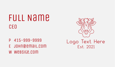 Cow Face Monoline Business Card Image Preview