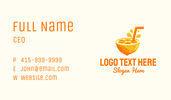Orange Fruit Juice Business Card Design