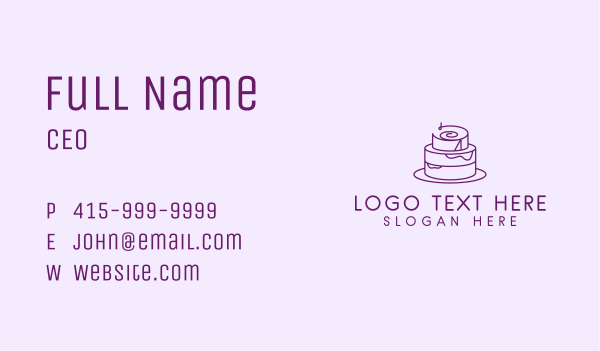 Purple Minimalist Cake  Business Card Design Image Preview