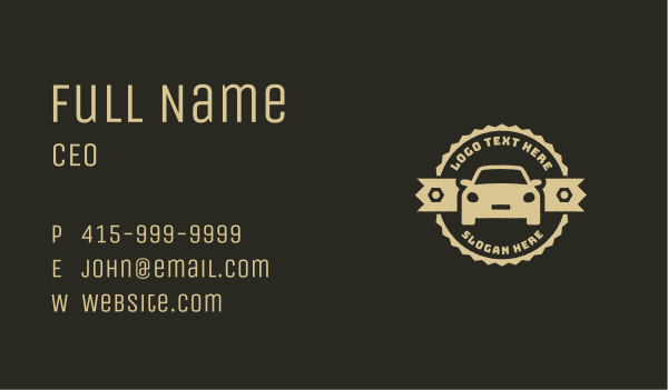 Rustic Car Mechanic Badge Business Card Design Image Preview