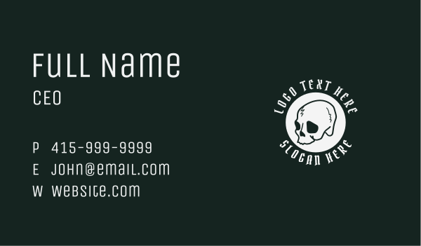 Classic Skull Style Wordmark Business Card Design Image Preview