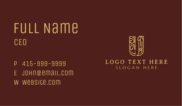 Elegant Decorative Letter U Business Card Design Image Preview