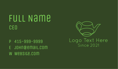 Minimalistic Green Teapot Business Card Image Preview