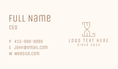 Brown Hour Glass Letter L Business Card Image Preview