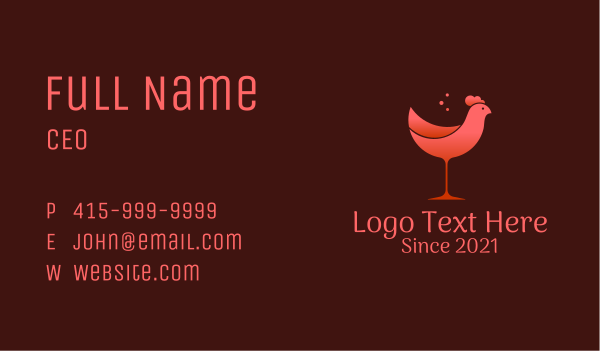 Chicken Wine Glass  Business Card Design Image Preview