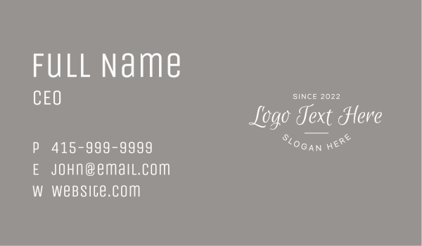 Elegant Script  Wordmark Business Card Design Image Preview