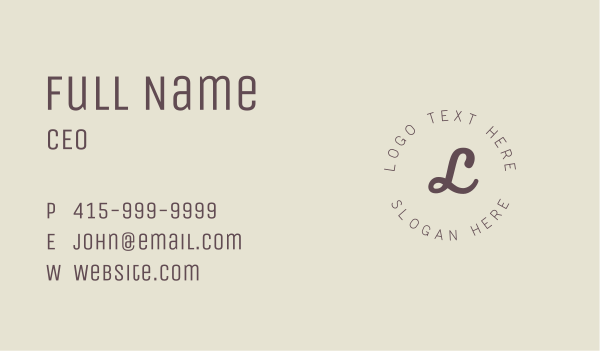 Round Business Cursive Letter Business Card Design Image Preview