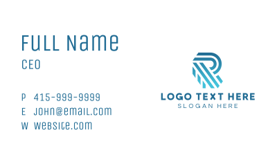 Blue Stripe Letter R Business Card Image Preview